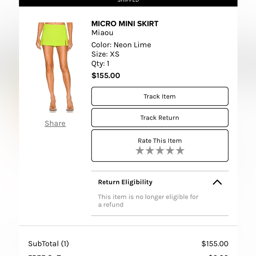 Miaou Micro Skirt in Neon Green